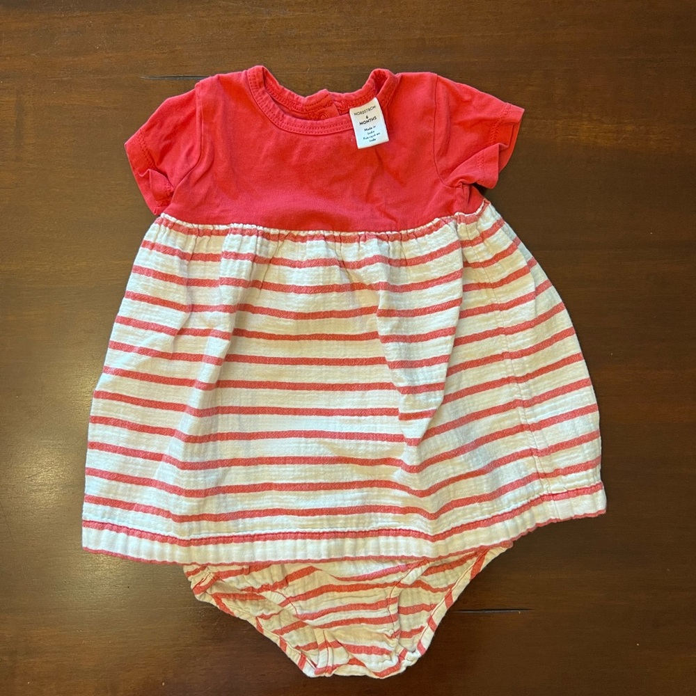 Nordstrom Red and White Striped Baby Dress 6mo